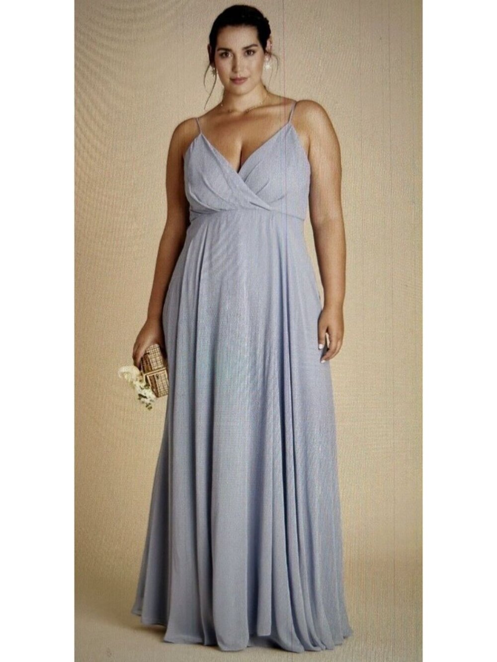 BIRDY GREY Kaia Dusty Blue Chiffon Dress Gown Bridesmaid Prom Formal Size L